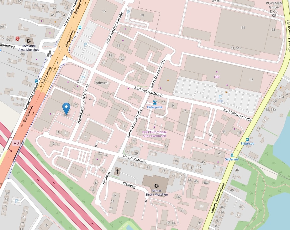 Lageplan Steuerkanzlei Castor, Adolf-Kaschny-Str. 1-5, Leverkusen